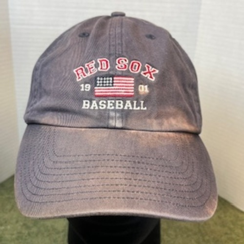 Boston Red Sox Baseball Cap Gray American Flag Adjustable One Size Fits All Hat